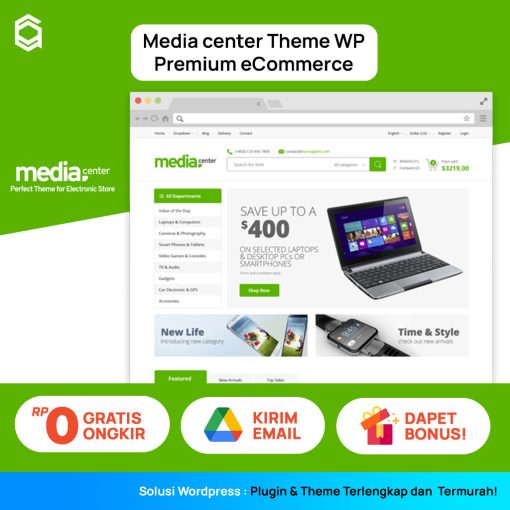 Media Center Tema Wordpress Premium eCommerce - Responsif & Mobile Friedly - Theme WordPress eCommerce + BONUS