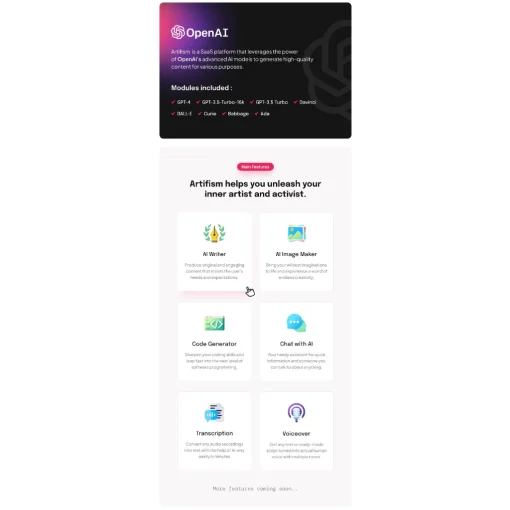 Artifism – AI Content & Image Generator SaaS PANDUSOLUSI - Image 3