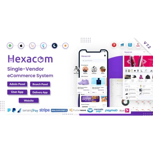 Hexacom single vendor eCommerce App with Website, Admin Panel and Delivery boy app PANDUSOLUSI