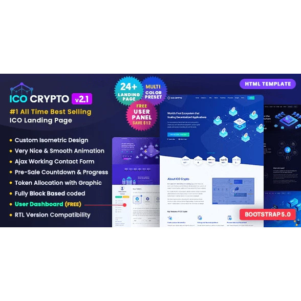 ICO Crypto – Multi-Purpose Landing Page HTML Template PANDUSOLUSI