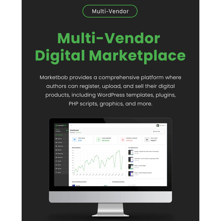 Marketbob – Multi-Vendor Digital Marketplace . Jualan DIGITAL PRODUK, SEPERTI ENVATO, THEMEFOREST - Image 2