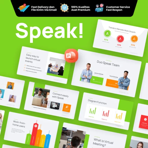 Speak Online Meeting Powerpoint Presentation Template