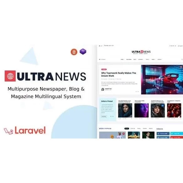 UltraNews – Laravel Newspaper, Blog and Magazine Multilingual System PANDUSOLUSI