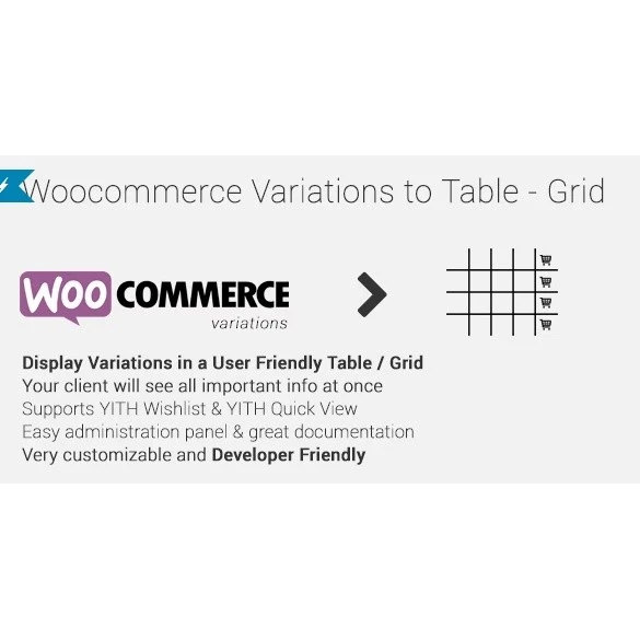 Woocommerce Variations to Table – Grid
