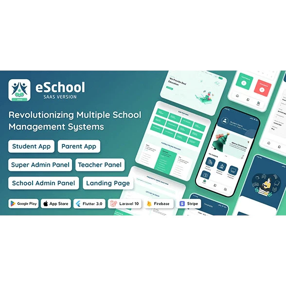 eSchool SaaS – School Management System with Student | Parents Flutter App | Laravel Admin PANDUSOLUSI