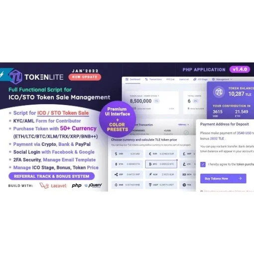 TokenLite – ICO / STO Token Sale Management Dashboard – ICO Admin Script (Extended Version)
