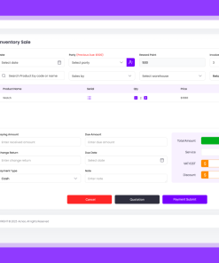 Inventory sales dashboard for retail management.